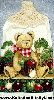 teddy bear surrounded by veggies hand towel